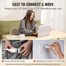 72" x 84" Electric Heated Blanket Double Sided Flannel Throw with 5 Heating Levels, 10-Hour Auto-Off Timer, Machine Washable, ETL/FCC Certified, Grey