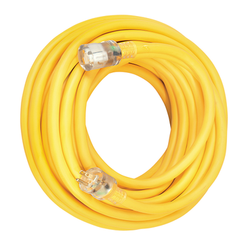 50' Ft 10/3 SJTW Yellow Outdoor Extension Cord With Power Light Indicator 2688SW0002 (Pack Of 4)