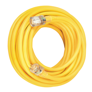 50' Ft 10/3 SJTW Yellow Outdoor Extension Cord With Power Light Indicator 2688SW0002 (Pack Of 4)