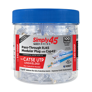 ProSeries Cat5e Unshielded Pass-Through RJ45 with Cap45 S45-1500P (100pcs/3Jar)