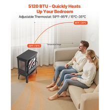 25.5-Inch Freestanding Electric Fireplace Stove Heater, 1500W 5120BTU Portable Fireplace