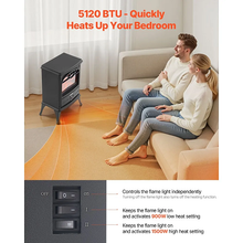 22.8-Inch Freestanding Electric Fireplace Stove Heater, 1500W 5120BTU Portable Fireplace