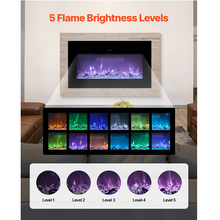 36-Inch Electric Fireplace, 1500W, Wall-Mounted & Recessed, Flat Style, with Remote Control
