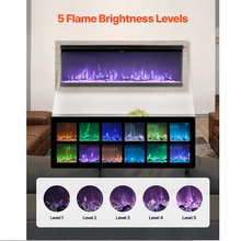60-Inch Electric Fireplace, 1500W, Three-Sided Glass, Wall-Mounted/Recessed