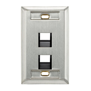 Angled Stainless Steel QUICKPORT Wallplate 2-Port 43081-1L2