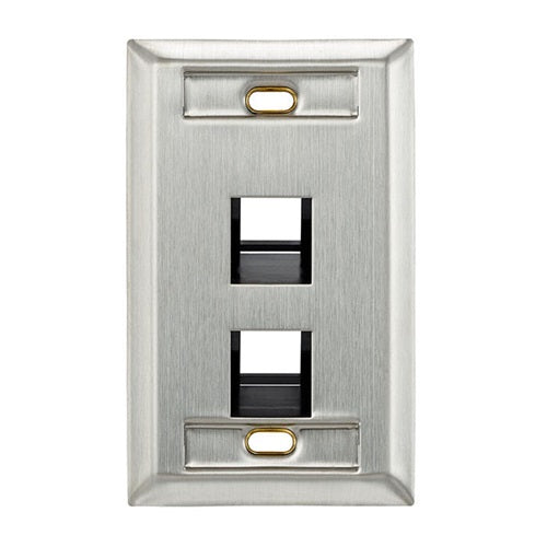 Angled Stainless Steel QUICKPORT Wallplate 2-Port 43081-1L2