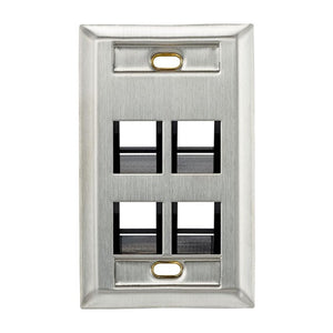 Angled Stainless Steel QUICKPORT Wallplate 4-Port 43081-1L4