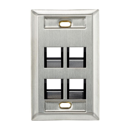 Angled Stainless Steel QUICKPORT Wallplate 4-Port 43081-1L4