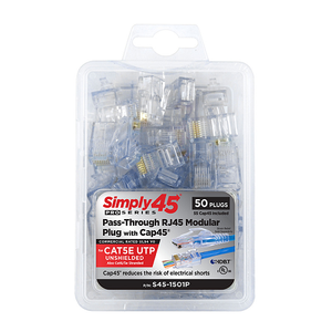 ProSeries Cat5e Unshielded with Cap45 Pass-Through RJ45 Modular Plugs S45-1501P (50pcs/5Clamshell)