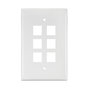 6-Port Midsize Single-Gang QUICKPORT Wallplate White 41091-6WN