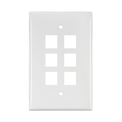 6-Port Midsize Single-Gang QUICKPORT Wallplate White 41091-6WN