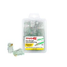 Cat6 Unshielded Pass Through RJ45 Modular Plugs Green Tint S45-1601 (50pcs/5Clamshell)