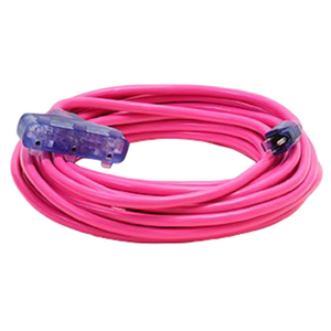 50FT 12/3 SJTW Cold Weather Triple Tap Extension Cord With CGM Pink