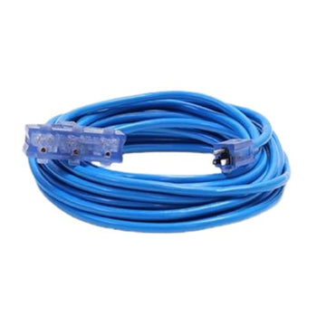 100FT 10/3 SJTW Cold Weather Triple Tap Extension Cord With CGM Blue