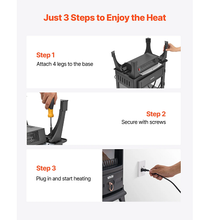 25.5-Inch Freestanding Electric Fireplace Stove Heater, 1500W 5120BTU Portable Fireplace