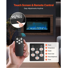 42-Inch Electric Fireplace, 1500W, Wall Mounted & Recessed, Flat Style, with Remote Control