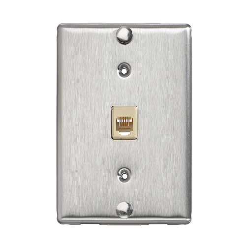 6P6C Telephone Wall Jack Stainless Steel 40226-S