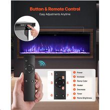 60-Inch Electric Fireplace, 1500W, Three-Sided Glass, Wall-Mounted/Recessed