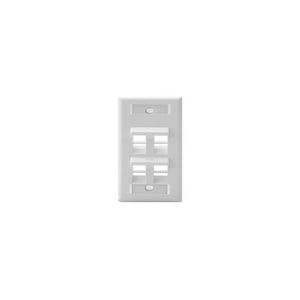 Angled Single-Gang QUICKPORT Wallplate 4-Port White 42081-4WS