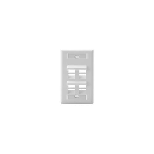 Angled Single-Gang QUICKPORT Wallplate 4-Port White 42081-4WS