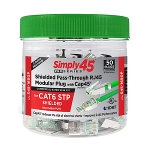 ProSeries Cat6 STP Shielded with Cap45 Pass-Through RJ45 Modular Plugs S45-1650P (50pcs/2Jar)