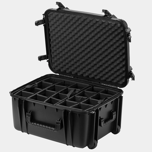 Protective 1220 Hard Case Metal Keyed Locks With Adjustable Divider Tray SE1220DMLBK