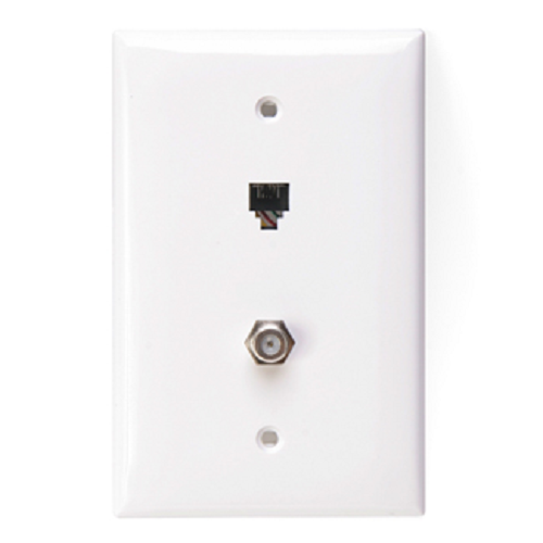 6P4C x F Midsize Telephone & Video Wall Jack White 40539-CMW
