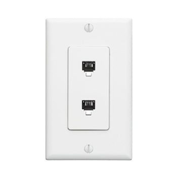 6P4C + 6P4C Decora Telephone Wall Jack White 40144-W