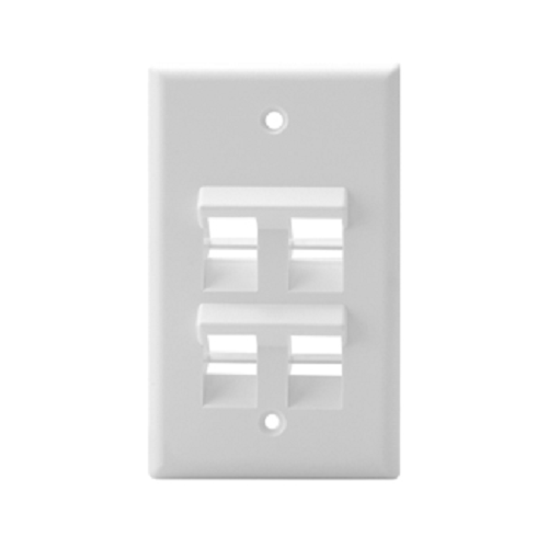 Angled Single-Gang QUICKPORT 4-Port Wallplate White 41081-4WP