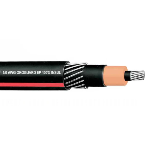 161-23-9525 1/0 AWG 1C Solid Aluminum Shield Full Neutral 133% EPR Concentric BC PE Okoguard URO-J 15KV URD Cable