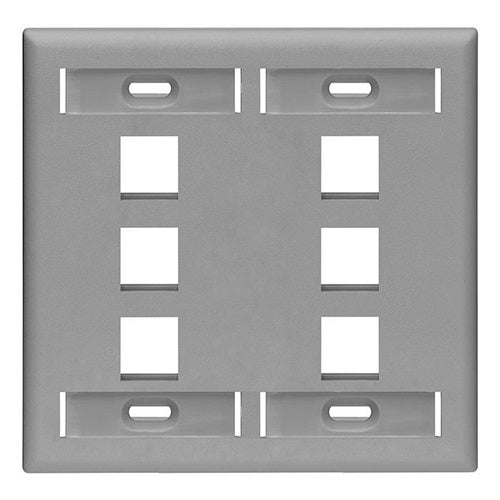 Dual-Gang QUICKPORT Wallplate 6-Port Gray 42080-6GP