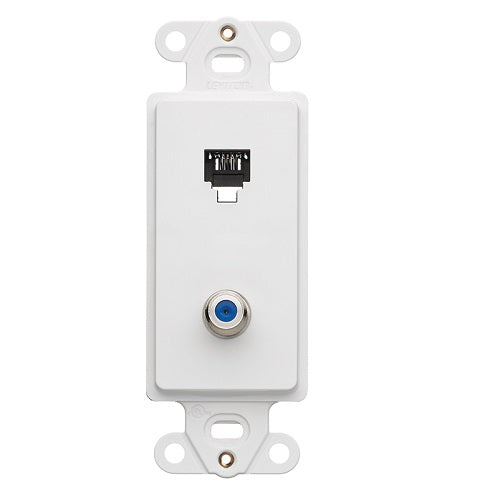 6P4C + F Connector Telephone Decora Insert Screw Terminal White 40659-W