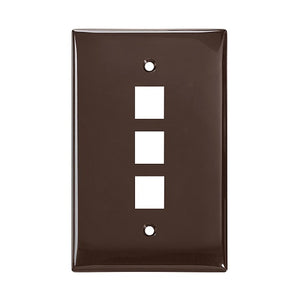3-Port Midsize Single-Gang QUICKPORT Wallplate Brown 41091-3BN