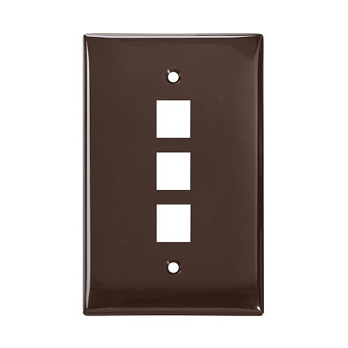 3-Port Midsize Single-Gang QUICKPORT Wallplate Brown 41091-3BN