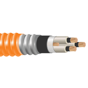 2/0 AWG 3C W/GRND TECK 90 Copper Unshielded TRXLPE Power Cable Orange PVC Jacket 5kV