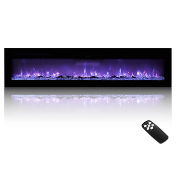 72-Inch Electric Fireplace, 1500W, Wall-Mounted & Recessed, Flat Style, with Remote Control