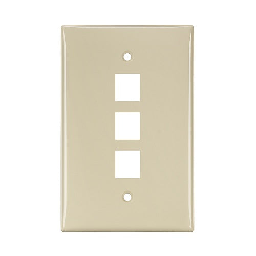 3-Port Midsize Single-Gang QUICKPORT Wallplate Ivory 41091-3IN