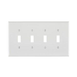 4 Gang Toggle Switch Wallplate Midway Size White PJ4-W