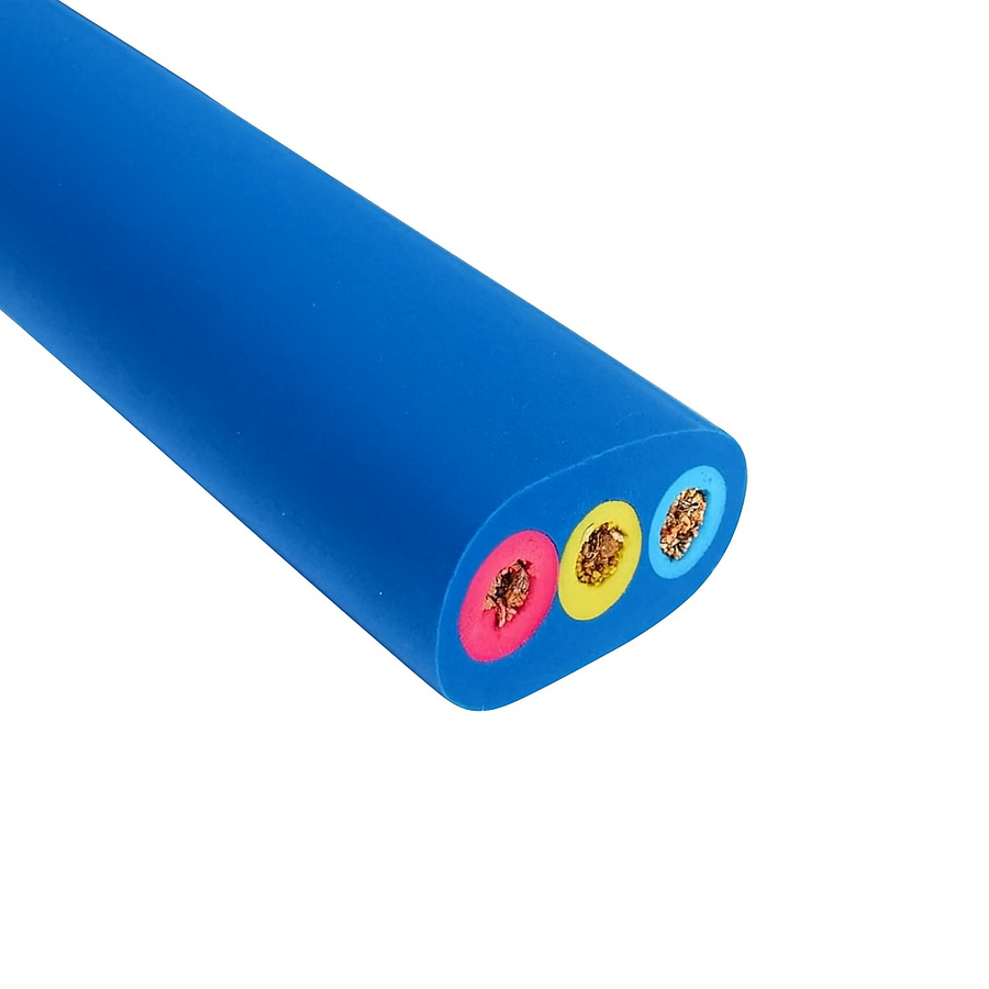 10/2 Heavy Duty Flat W/GRND THW/submersible Pump Cable Copper Blue PVC Jacket 600V