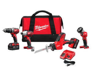 18V Milwaukee M18 Cordless Li-Ion 4-Tool Combo Kit 2695-24