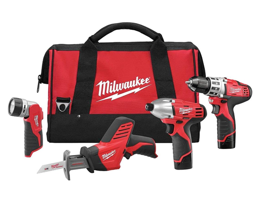 12V Milwaukee M12 Cordless 4-Tool Combo Kit 2498-24