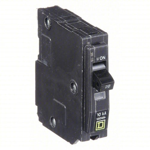 SQUARE D Miniature Circuit Breaker: 20 A, 120/240V AC, Single Phase, 10kA at 120/240V AC QO120