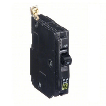 SQUARE D Miniature Circuit Breaker: 20 A, 120/240V AC, Single Phase, 10kA at 120/240V AC, 1 Poles QOB120