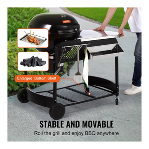 21 inch Kettle Charcoal Grill BBQ Portable with Cart & Thermometer