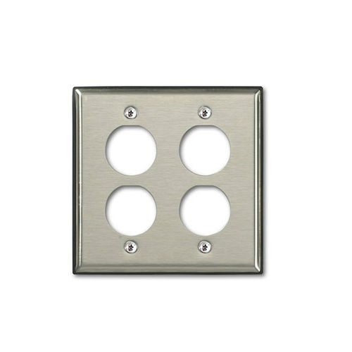 4 Port Dual Gang Industrial Wallplate Stainless Steel D6710-2S4