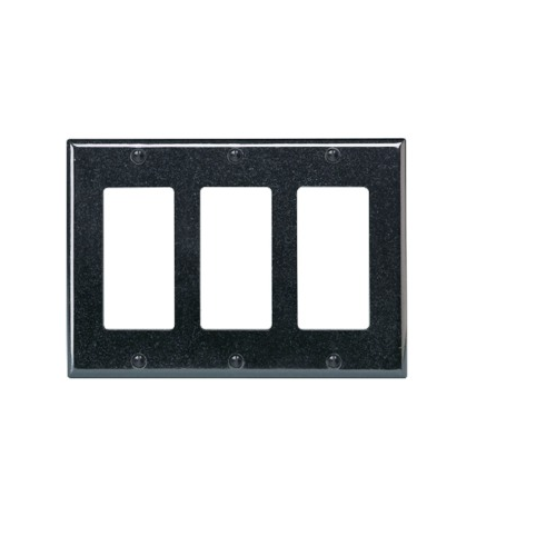 3 Gang Decora Wallplate Midway Size Black PJ263-E