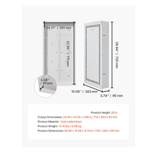 28" Structured Media Enclosure Recessed in-Wall TV Media Box with Cover