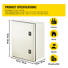 NEMA 3X Fiberglass Enclosure 16 x 12 x 8" Electrical Junction Box