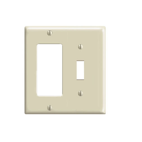 2-Gang 1-Toggle and 1-DecoraI Device Combination Wallplate Ivory 80405-I