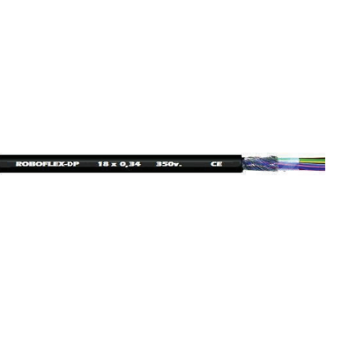 20 AWG 25 Cores 16/32 Stranded ROBOFLEX-DP BC Shielded Polyurethane Torsion Black Cable 7912025